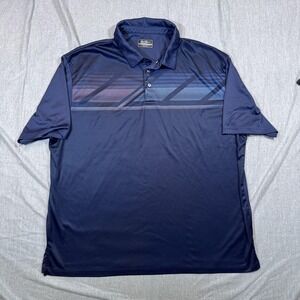 Ben Hogan Polo Shirt Mens 3XL Navy Blue Performance Golf Geometric Stripe‎ Big
